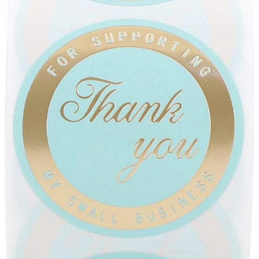 50 pcs Mercei Thank You Stickers with Turquoise Background and Wide Matt…